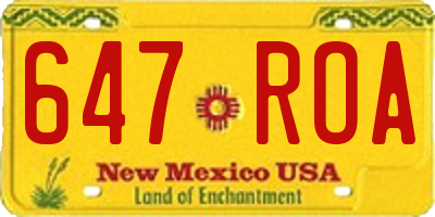 NM license plate 647ROA