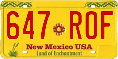 NM license plate 647ROF