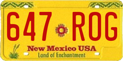 NM license plate 647ROG