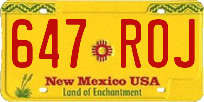 NM license plate 647ROJ