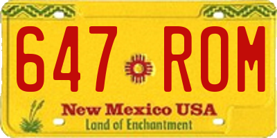 NM license plate 647ROM