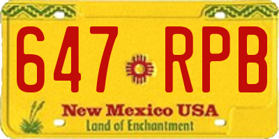 NM license plate 647RPB