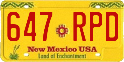 NM license plate 647RPD