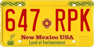 NM license plate 647RPK