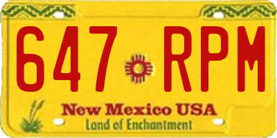 NM license plate 647RPM
