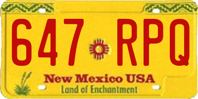 NM license plate 647RPQ