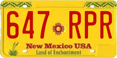 NM license plate 647RPR
