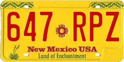 NM license plate 647RPZ