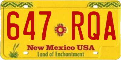 NM license plate 647RQA