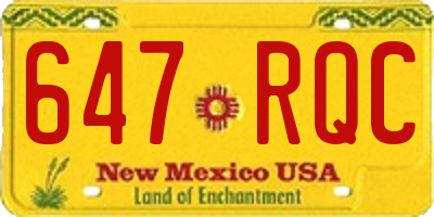 NM license plate 647RQC