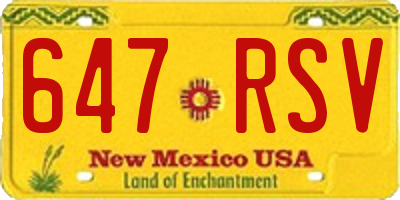 NM license plate 647RSV