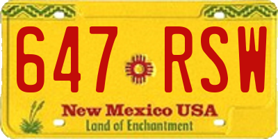 NM license plate 647RSW