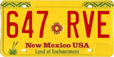 NM license plate 647RVE