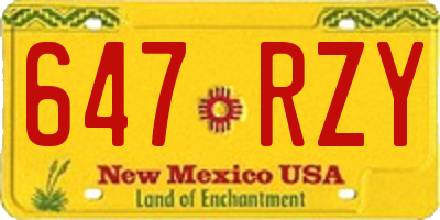 NM license plate 647RZY