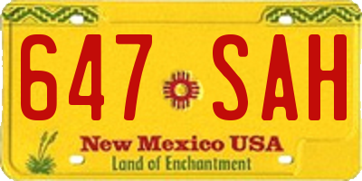 NM license plate 647SAH