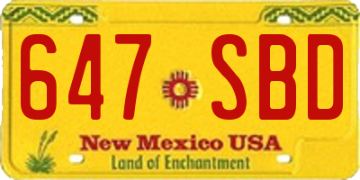 NM license plate 647SBD