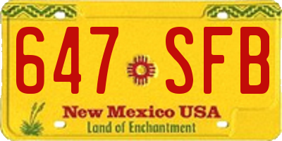 NM license plate 647SFB