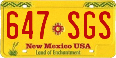 NM license plate 647SGS