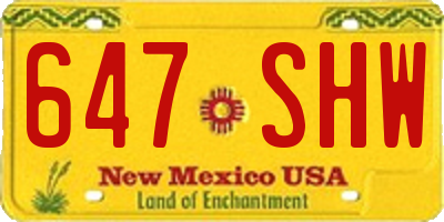 NM license plate 647SHW