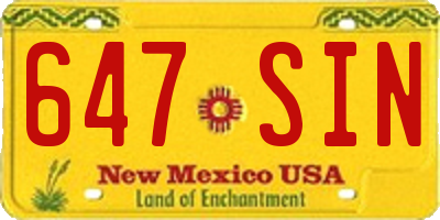 NM license plate 647SIN