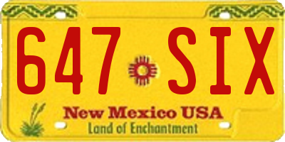 NM license plate 647SIX