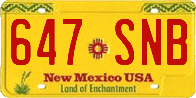 NM license plate 647SNB