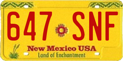 NM license plate 647SNF