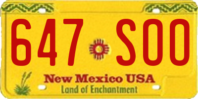 NM license plate 647SOO