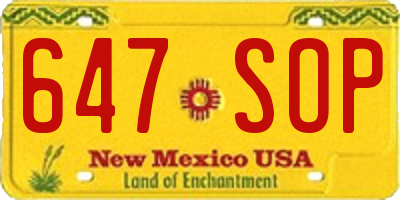 NM license plate 647SOP