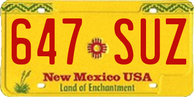 NM license plate 647SUZ