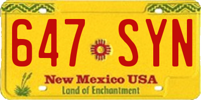 NM license plate 647SYN