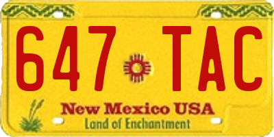 NM license plate 647TAC
