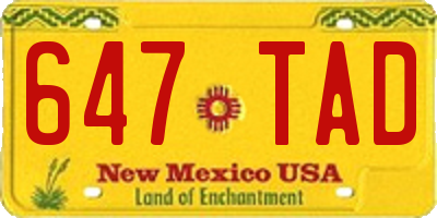 NM license plate 647TAD