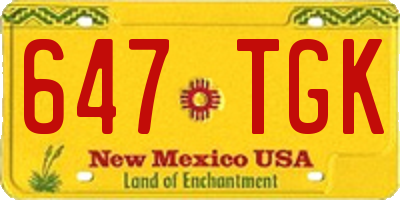 NM license plate 647TGK