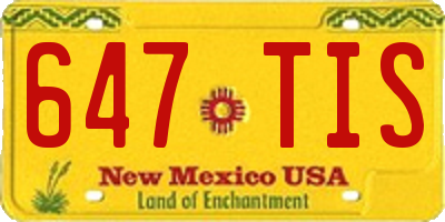NM license plate 647TIS