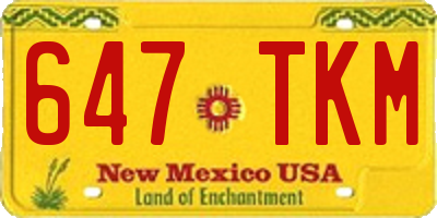 NM license plate 647TKM