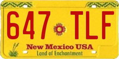 NM license plate 647TLF