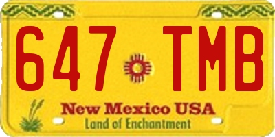 NM license plate 647TMB