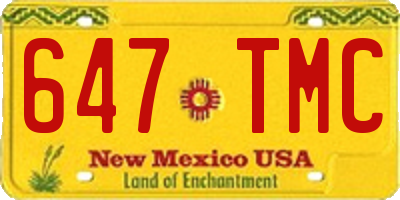 NM license plate 647TMC