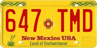 NM license plate 647TMD