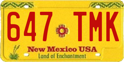 NM license plate 647TMK