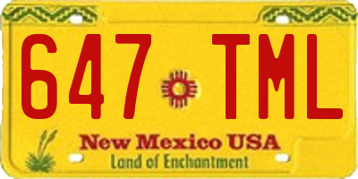NM license plate 647TML