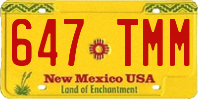 NM license plate 647TMM