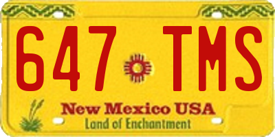 NM license plate 647TMS