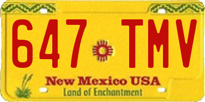 NM license plate 647TMV