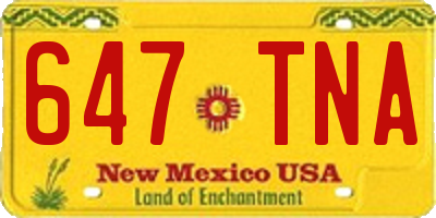 NM license plate 647TNA