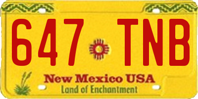 NM license plate 647TNB