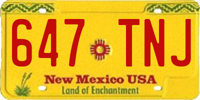 NM license plate 647TNJ