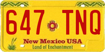 NM license plate 647TNQ