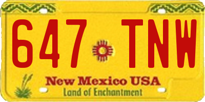 NM license plate 647TNW